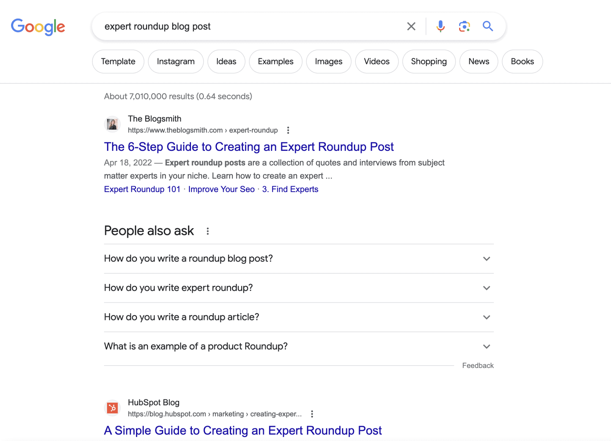 A Google Search screenshot of a zero-volume keyword in action.