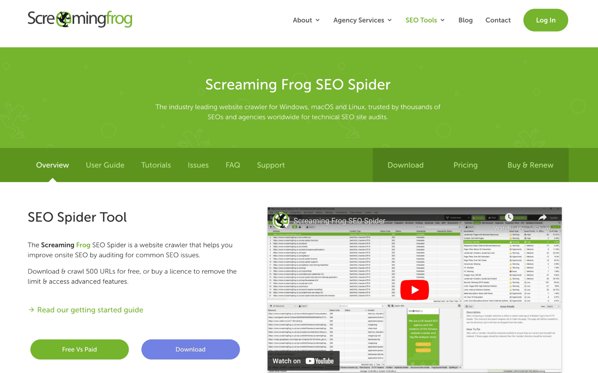 Screaming Frog helps identify broken links on a website.